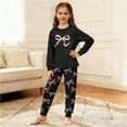 thumbnail image 3 of SonxaHe Toddler Girls' Outfits Valentine's Day Bow Print Loungewear T Shirt Pants Kids Sleepwear Soft Cozy Casual Outfit Set Black,Sized 3-4, 3 of 6