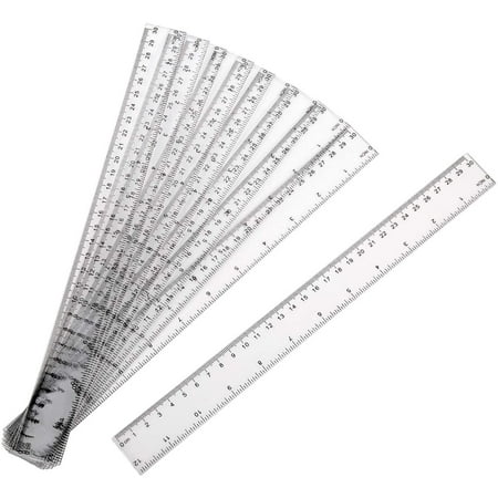 10 Piece Pla tic Ruler with Inche and Metric Straight Ruler Tran parent ...