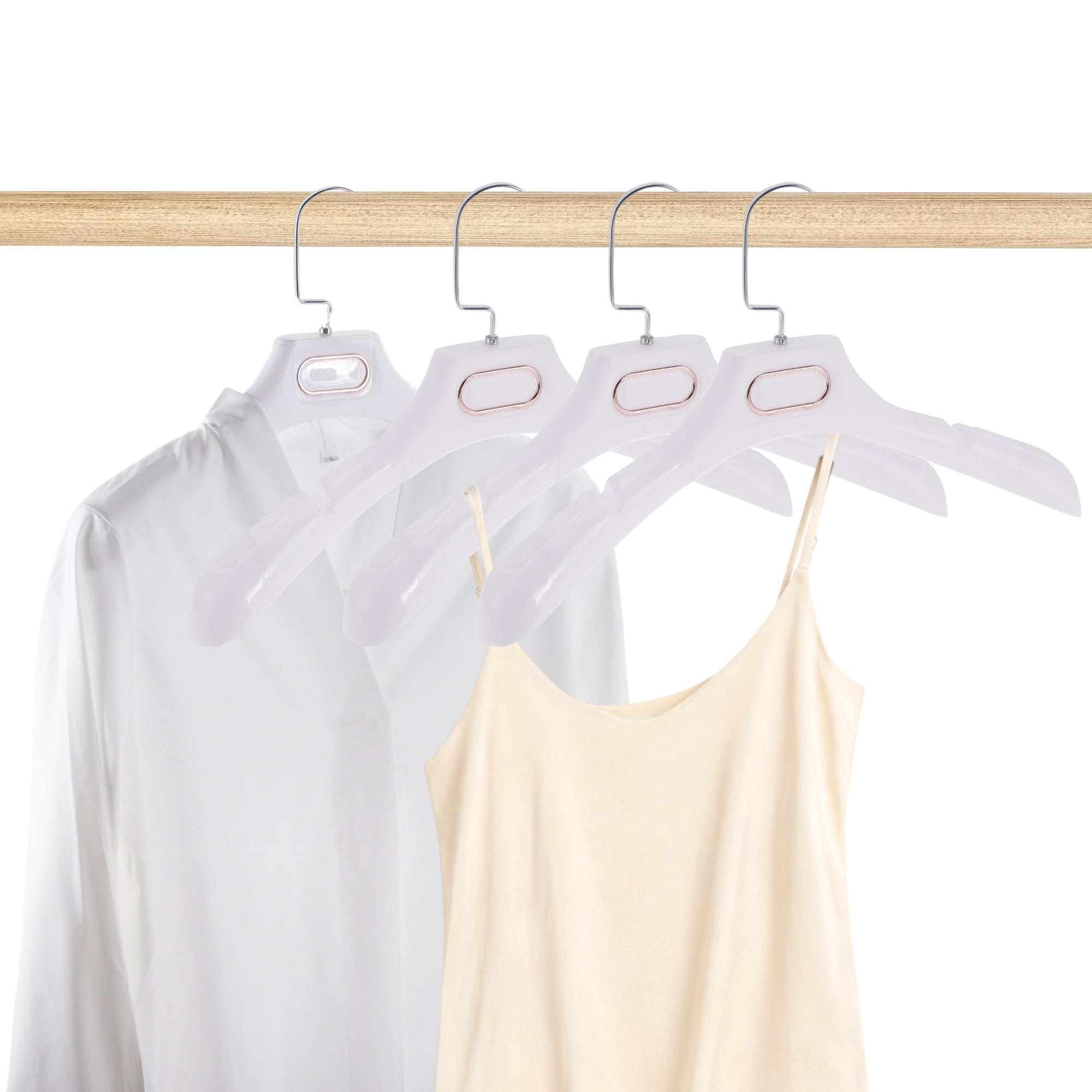 Unique Bargains 4 Pcs Clothes Hanger Space-saving Flat Hook Garment Hanger White