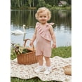 thumbnail image 4 of Cenuakty Toddler Newborn 6M 12M 18M 2T 3T 4T Girl Plaid Sleeveless Romper Asymmetric Ruffled Bodysuit Classic V-Neck Checkered Jumpsuit, 4 of 9