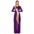 thumbnail image 5 of iiniim Women Metallic Praise Dancewear Outfit Worship Liturgical Lyrical Dance Dress with Pants Purple M, 5 of 7