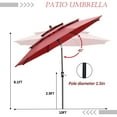 thumbnail image 3 of Autlaycil 10ft Red Patio Umbrella and Base with Push Button Tilt and Crank, 8 Sturdy Ribs UV Protection Waterproof for Garden, Table, Pool, 3 of 8