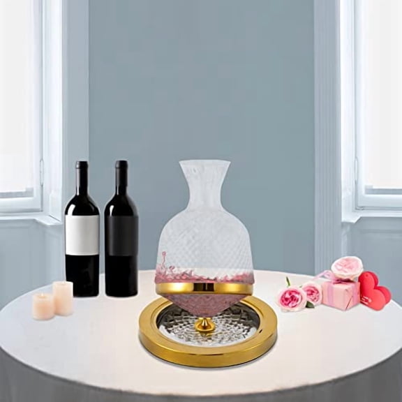 Red Wine Decanter Set，Red Wine Decanter Set 360 Rotation，Red Wine Decanter Set with Glasses (Gold)