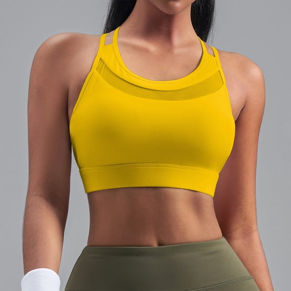 PInxai Tank Tops for Women with Built in Bras Round Neck Spaghetti Straps Athletic Tops Slim Breathable Workout Running Yoga Crop Tops