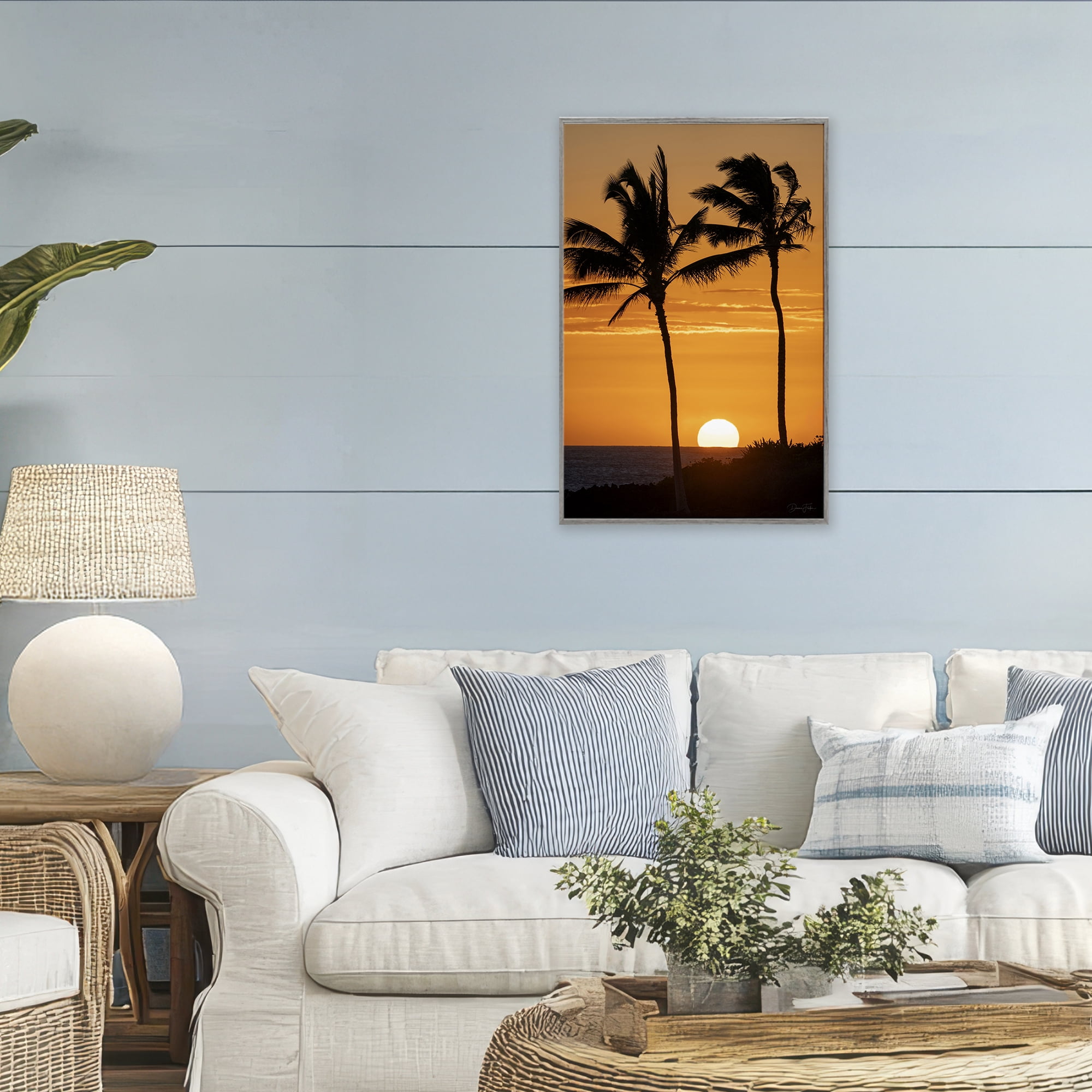 Stupell Industries Sunset Through Palm Trees Gray Framed Giclee Art, design by Dennis Frates