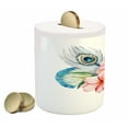 thumbnail image 2 of Shabby Flora Piggy Bank, Watercolor Style Peony Anemone Flowers Peacock Feather and Beads Image, Ceramic Coin Bank Money Box for Cash Saving, 3.6" X 3.2", Multicolor, by Ambesonne, 2 of 4