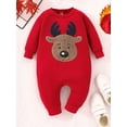 thumbnail image 2 of FEORJGP Toddler Baby Christmas Sweatshirt Rompers Infant Boys Girls Long Sleeve Jumpsuit Christmas Elk Embroidery Crew Neck Bodysuit for Newborn Cute Casual Clothes, 2 of 9