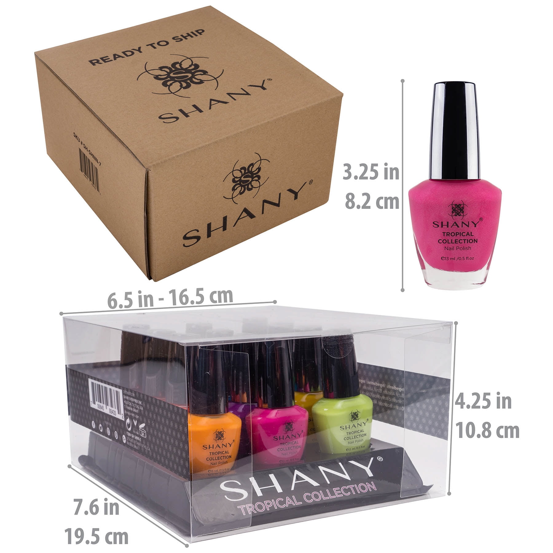 SHANY Nail Polish Set - Nail Lacquer Quick Dry, Full Size, Vibrant, Colorful, Trendy, Semi Glossy, Shimmery, Neon, Matte Nail Polish Set - 12 Colors - TROPICAL