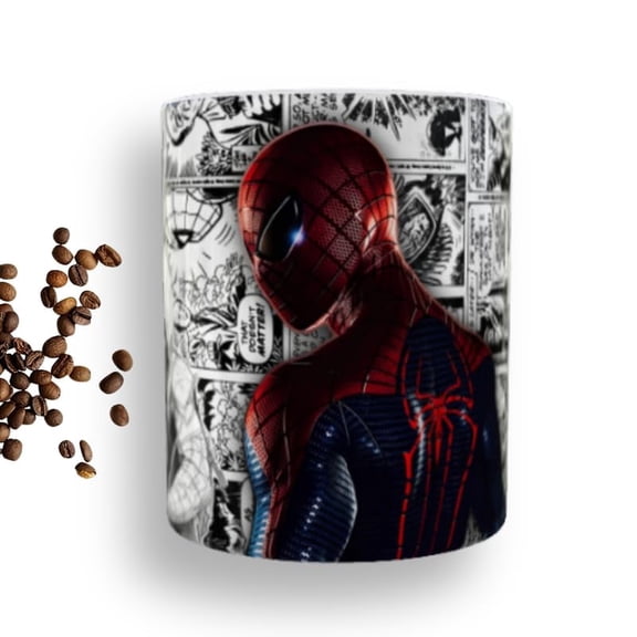 WAVII 11 oz Ceramic Spider Comic Art Mug, Double-Sided Print, Microwave & Dishwasher Safe