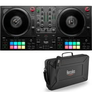 Hercules DJControl Inpulse T7, 2 Deck Motorized DJ Controller with built in STEMS Control, Serato DJ and DJUCED included Bundle with Hercules DJControl Inpulse T7 2-Part Semi-Rigid EVA Travel Bag