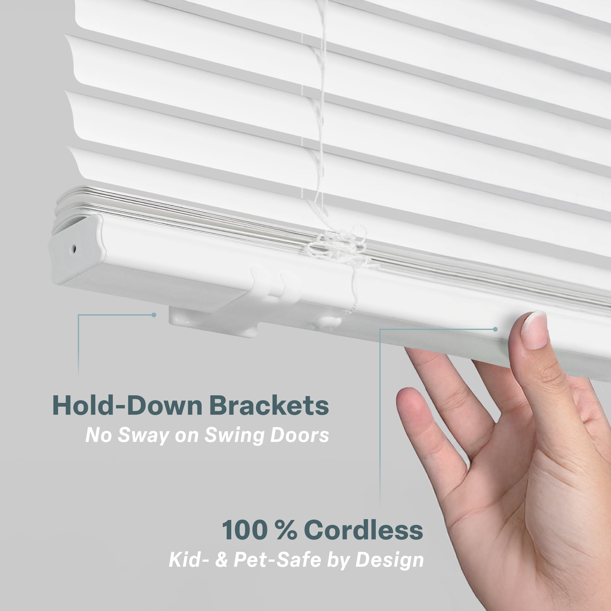 REGAL estate No Drill Cordless 1" Mini Blinds, Magnetic Easy Install Light Filtering Window Blinds, 25" W x 42" H, White