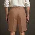 thumbnail image 4 of Men's Linen Cotton Shorts Drawstring Elastic Waistband Shorts Breathable Casual Summer Beach Vacation Linen Shorts Flat Front Cotton Linen Wear with Pockets,Brown 2XL, 4 of 4