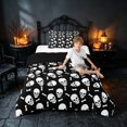 thumbnail image 3 of Homewish Happy Halloween Twin Comforter Sets, Gothic Skull Bone Bedding Set, Black White, Black Reversible, 2 Pieces 1 Comforter and 1 Pillowcase, 3 of 5
