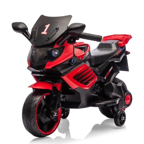 Eastvita 6V Kids Ride-On Motorcycle, Treaded Tires, Horn, Headlight, Music, Training Wheels