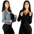 thumbnail image 1 of Set De 2 Sueter De Mujer Manga Larga Unitalla Sueteres Botón Sweater, 1 of 5