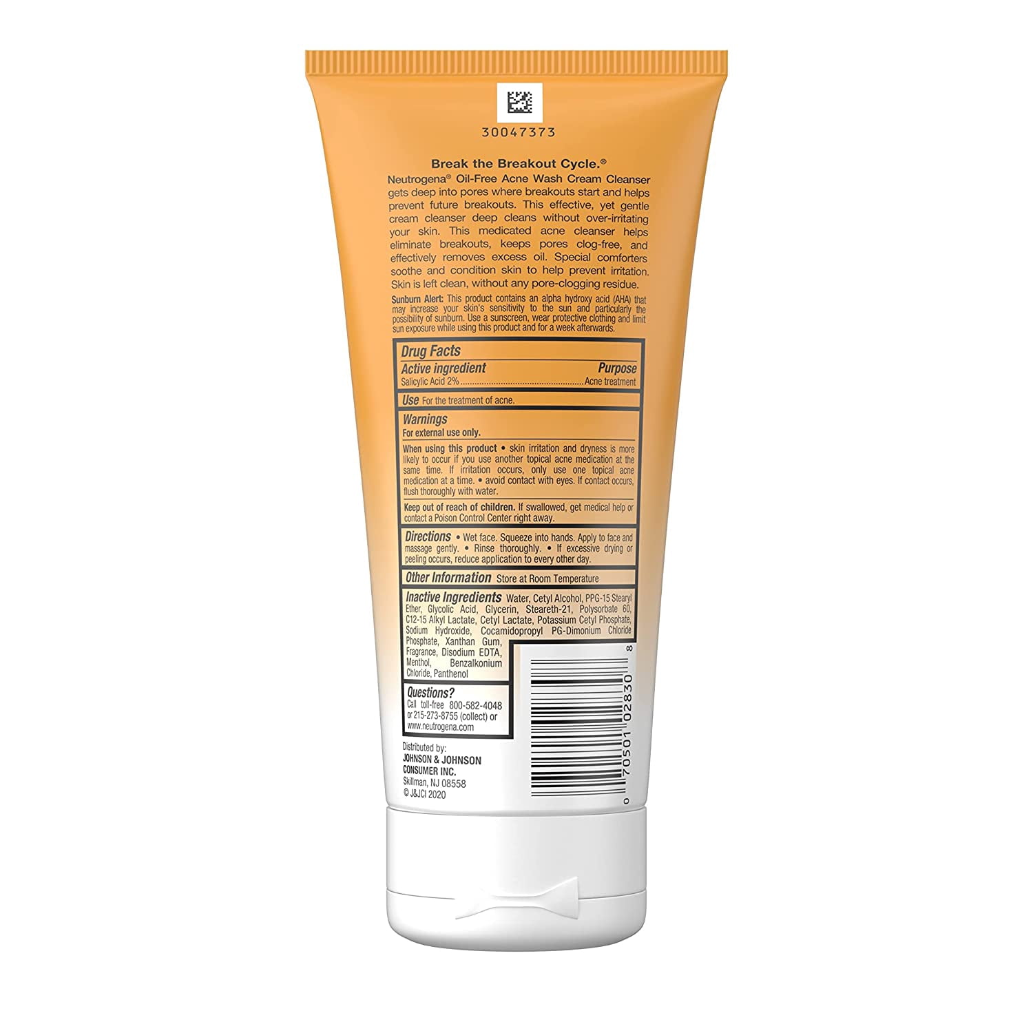 Neutrogena Oil-Free Acne Face Wash Cream Cleanser with 2% Salicylic Acid Acne Treatment, Non-Comedogenic & Gentle Daily Facial Cleanser for Acne-Prone Skin, 6.7 fl. oz (Pack of 6)