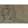 thumbnail image 2 of Annibale Carracci 14x11 Gold Ornate Wood Frame and Double Matted Museum Art Print Titled - Hercules Resting (Recto); Footed Vessel with Handle (Verso) (1595-97), 2 of 4