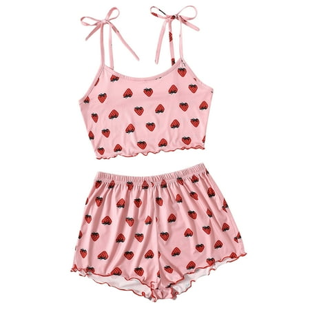 

Women s Pajamas Sets Sexy Pajamas for Women Elegant Casual Printed Frill Hem Housewear Suspender Vest Suit H9843 Summer Pajamas Suspender Suit Two Piece H9843-1 Pink Xl Matching Pjs For Co6204