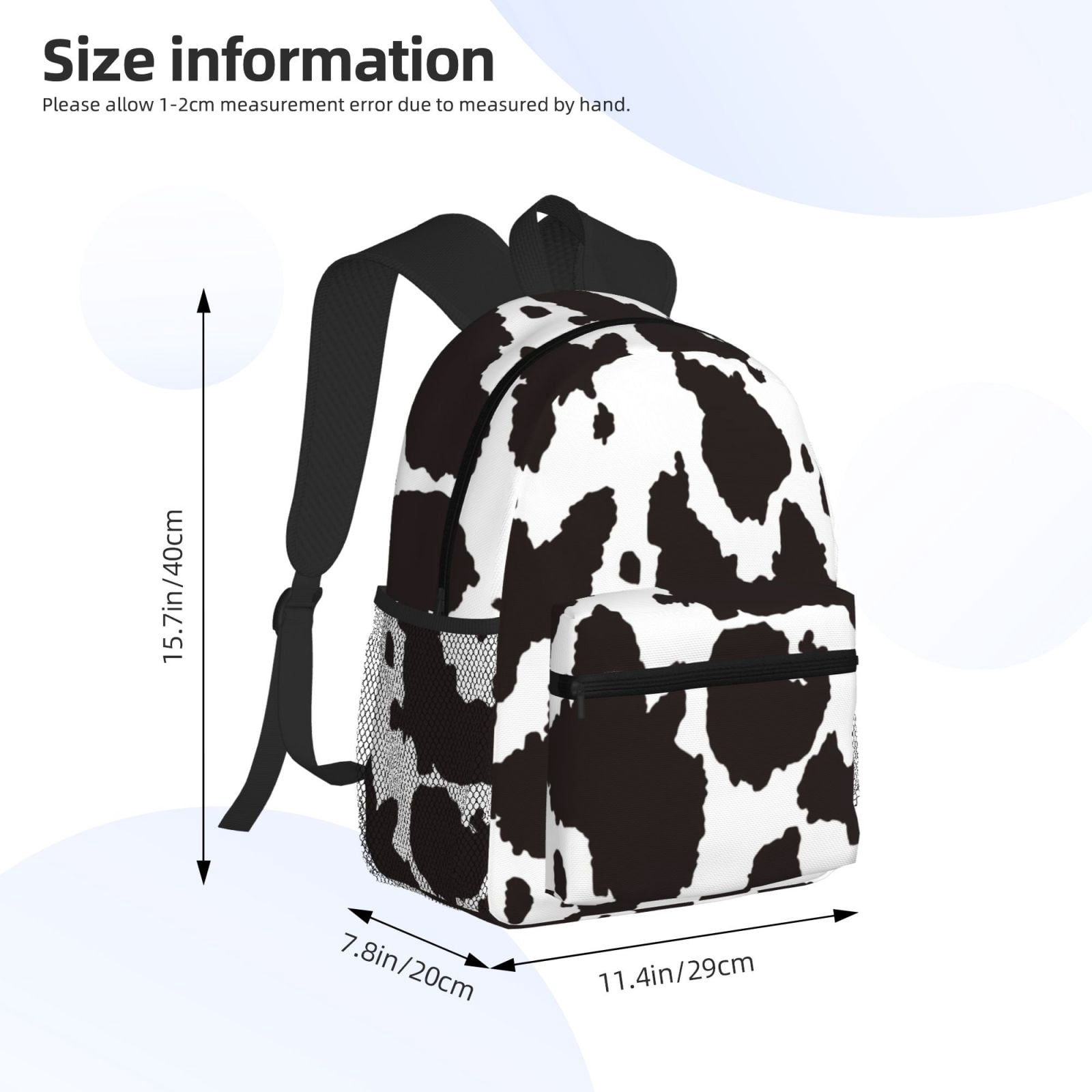 Horeoi Cow Skin 2 Print Casual Backpack for School Work Travel Hiking with Laptop Compartment and Side Pockets Lightweight Design