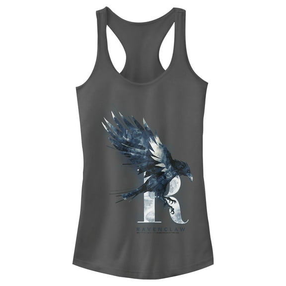 Junior's Harry Potter Ravenclaw Bird Watercolor  Racerback Tank Top Charcoal Small
