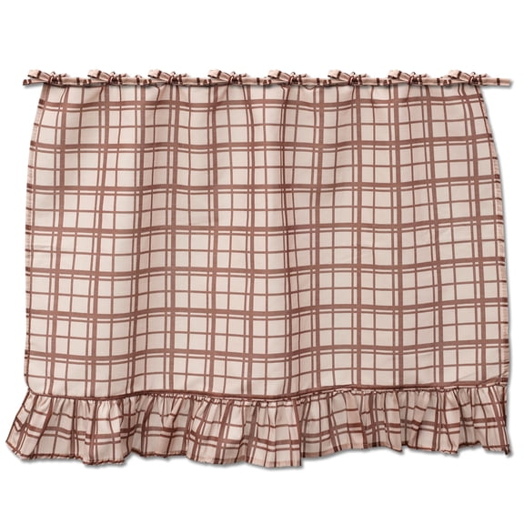 Khaki Plaid Handmade Oven Skirt – Heat-Resistant Tie-Top Stove Curtain, Conceals Clutter, Cottage Kitchen Decor, 29.92" x 21.65"