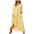 thumbnail image 1 of Wyzesi Robes Rouges pour Femmes Sans Bretelles Robe Maxi Vintage Décontractée en Coton et Lin à Manches Longues avec Jupe Évasée Options de Couleur Pyjamas de Noël Costume, 1 of 4