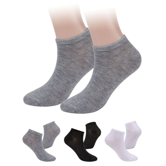 Deago 1-10 Pairs Mens Womens Ankle Athletic Running Socks Thin Cotton Low Cut No Show Solid Casual Socks (Gray)