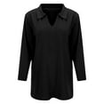 thumbnail image 4 of Adeawade Womens Tshirt 3/4 Sleeve Tops Round Neck Solid Color Simple Style Tee Clothing S Black, 4 of 7