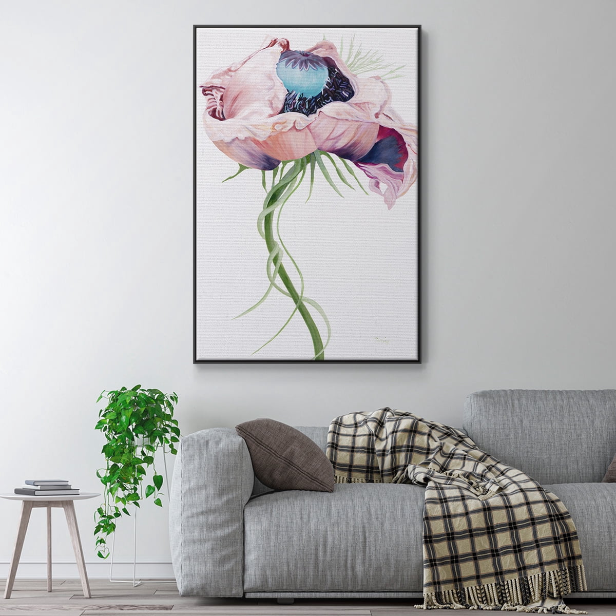 Paris Poppy II Framed Premium Gallery Wrapped Canvas - Ready to Hang - 27 x 41 - Black Floating Frame