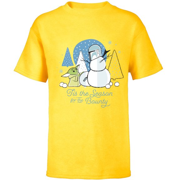 Star Wars The Mandalorian Grogu Tis the Season Holiday Standard - Short Sleeve T-Shirt for Kids – Customized-Yellow