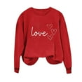 thumbnail image 4 of Sudadera Penkiiy Valentine para mujer: lindas camisetas del día de San Valentín Love Heart Graphic Print Suéter de manga larga Tops XL Red, 4 of 5