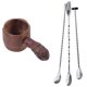thumbnail image 1 of 1 colador de té de bambú natural y 3 cucharas mezcladoras de acero inoxidable extralargas con patrón en espiral, 1 of 3