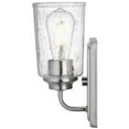 thumbnail image 3 of Hampton Bay Evangeline 4.5 in. 1-Light Brushed Nickel Indoor Wall Farmhouse Sconce with Clear Seeded Glass Shade, 3 of 7
