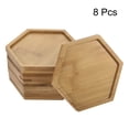 thumbnail image 3 of Uxcell 12x10.5cm Hexagonal Bamboo Plant Saucer Flowerpot Drip Tray Indoor, 8 Pack, 3 of 5