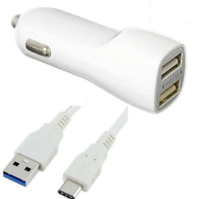 USB Type-C Car/DC Charger for Xiaomi Mi Note 3, Mi MIX 2, Mi A1, Mi 5X (Dual USB Port, USB Type-C Data Charging Cable included) - White + MND Stylus