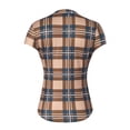 thumbnail image 6 of Craaazy Women's Casual Fashion Plaid Print Short Sleeve Stand Collar T-Shirt for Spring and Summer Outfits, 6 of 7