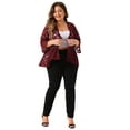 thumbnail image 3 of DARING DIVA Plus Size Open Front 3/4 Sleeve Sheer Lace Cardigan 3X Burgundy, 3 of 6