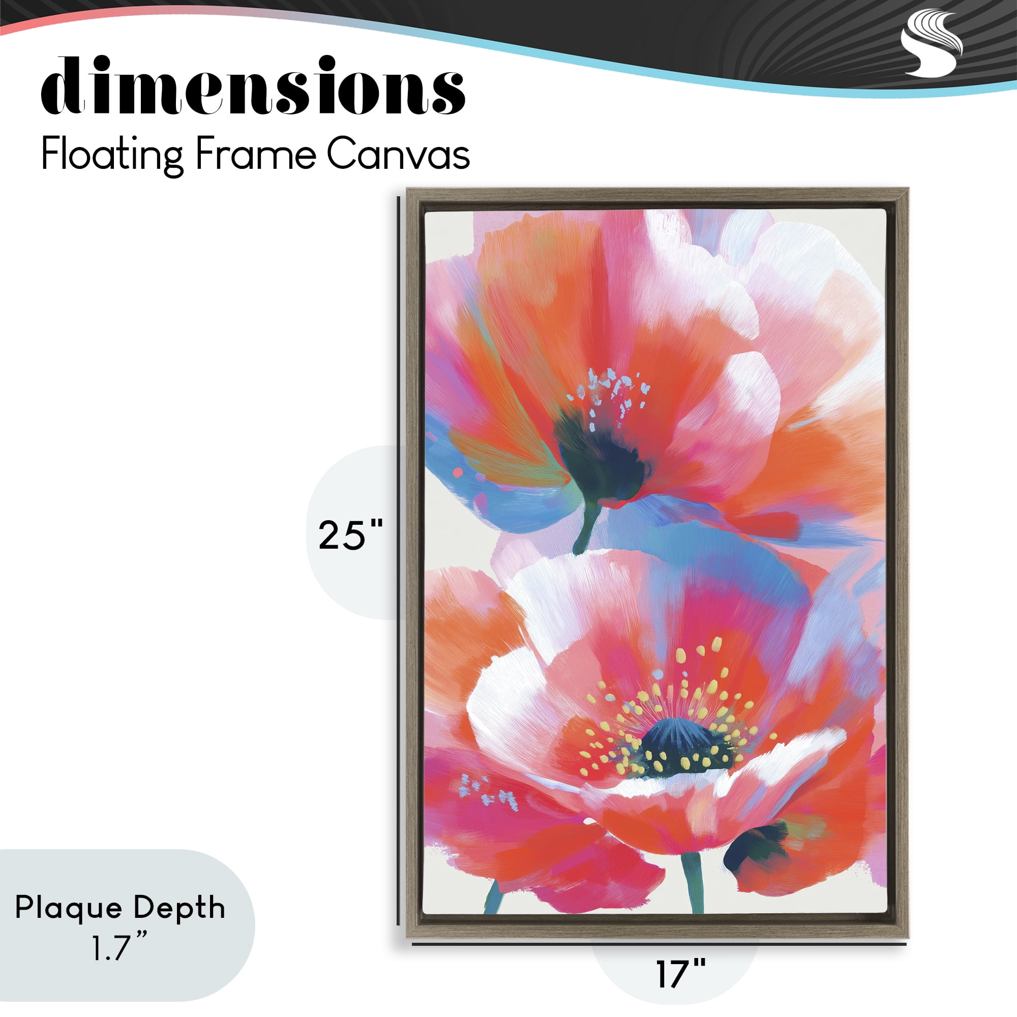 Stupell Industries Poppies in Soft Light Brown Framed Floater Canvas Wall Art, design by Chromatic Storm Studio