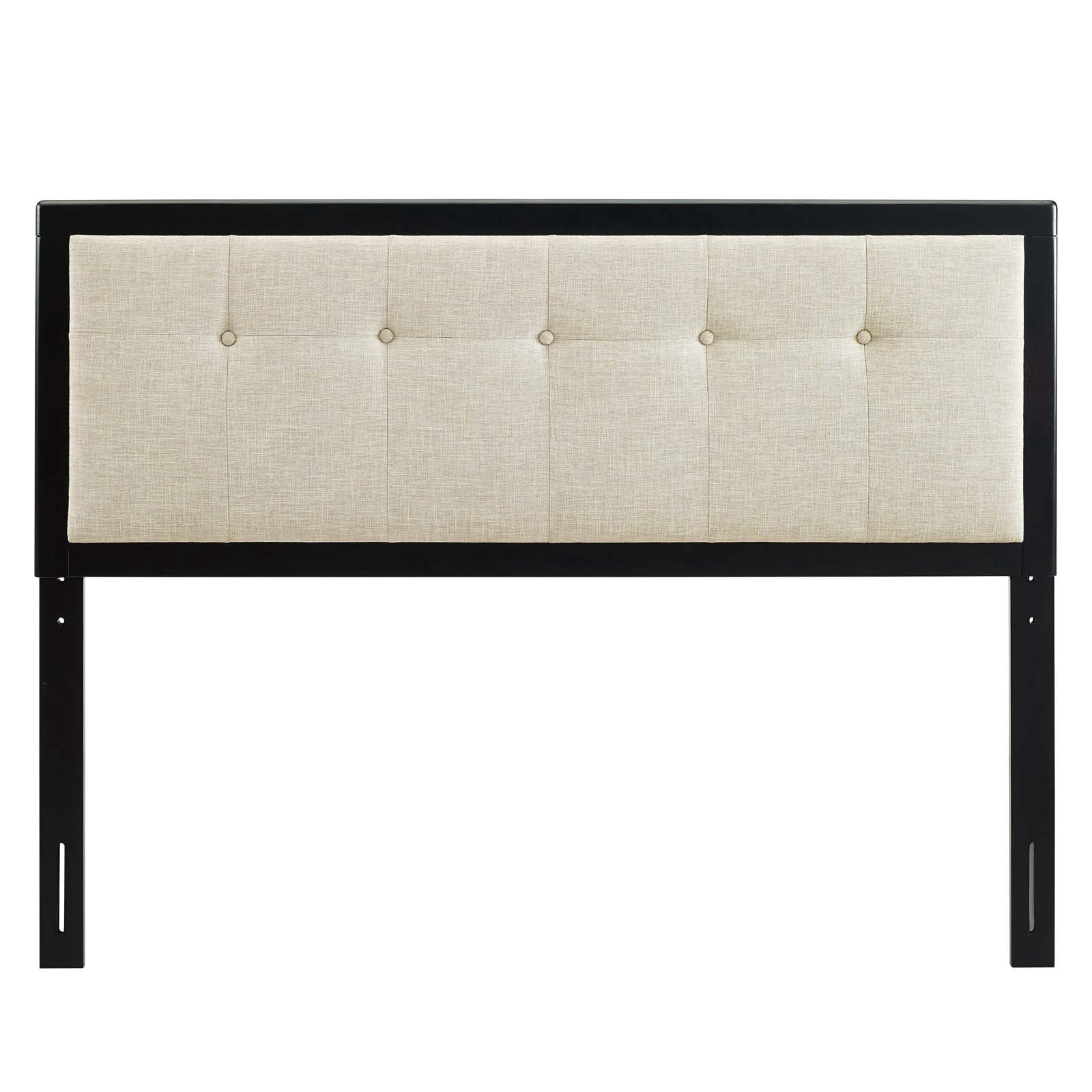 Modway Draper Tufted Queen Fabric and Wood Headboard in Black/Beige