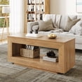 thumbnail image 3 of GUNAITO Lift Top Coffee Table with Storage, Wooden Convertible Coffee Table for Living Room, Center Table, Natural wood, 3 of 9