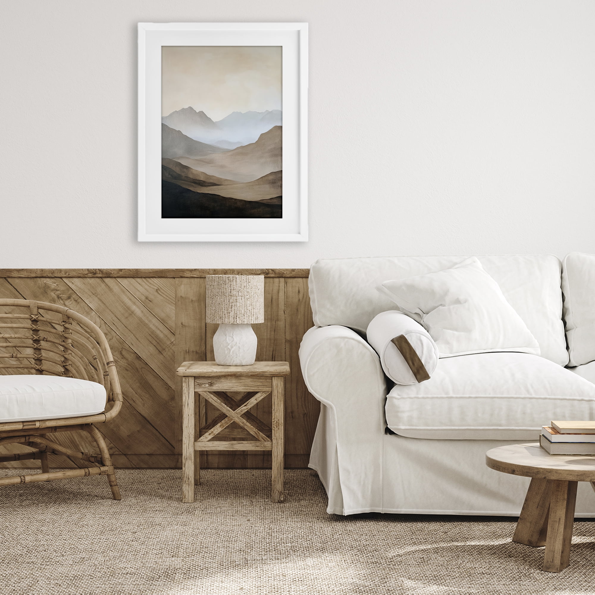 Stupell Industries Foggy Mountains Over Valley White Framed Print Under Glass, design by Petal Prints Design