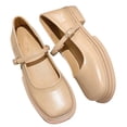 thumbnail image 2 of Zapatos de plataforma con hebilla para mujer, suela de goma cómoda, zapatos de vestir de uniforme escolar de cuero PU para verano, té de la leche, Color 38, 2 of 14