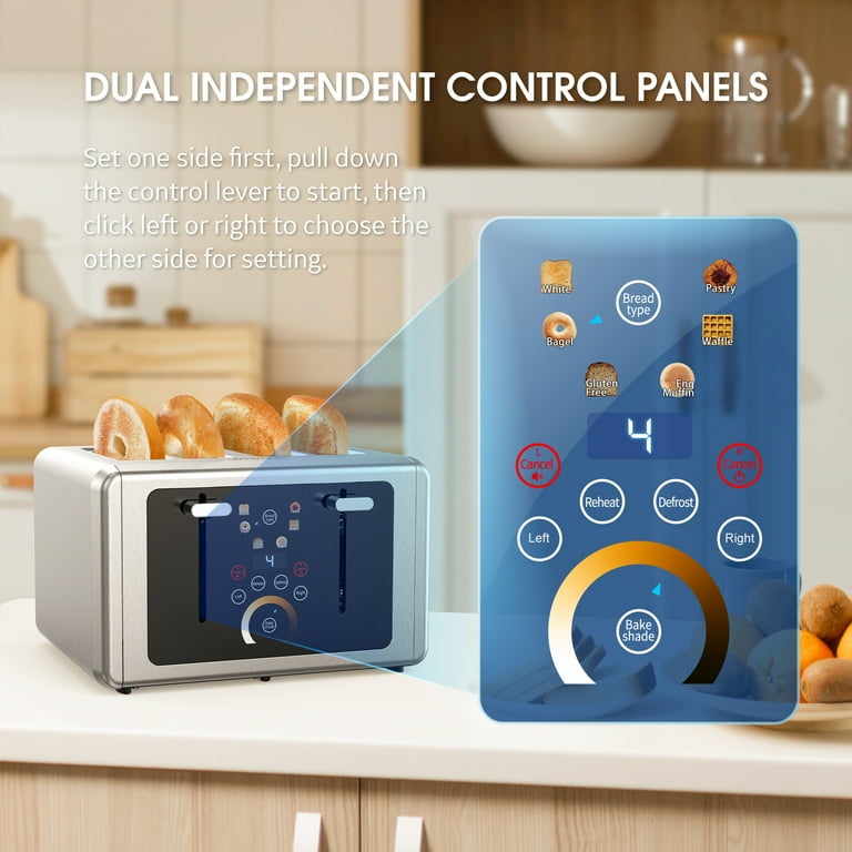 WHALLULTRA Touchscreen Toaster 4 Slice Stainless Steel, 6  display picture 1