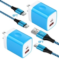 HopePow Usb C Fast Charger Block,2PACK Type C Charger Fast Charging PD 20W QC3.0 Super Fast Wall Adapter Brick Plug Android Phone Charger Block Usb C w 2PACK 6ft USB C Charger Cable for Samsung,Blue