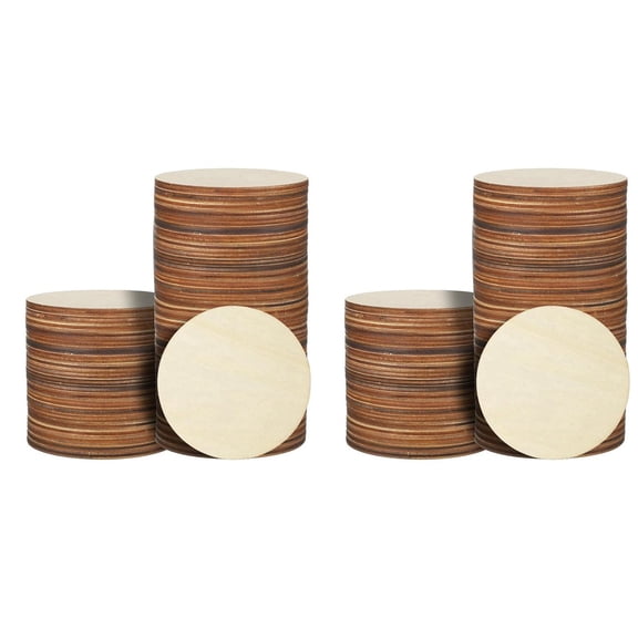 Rollbacks & More 72 Pcs 4 Inch Wood Circles Unfinished Round Wooden Discs Blank Rounds Natural Cutouts Slices
