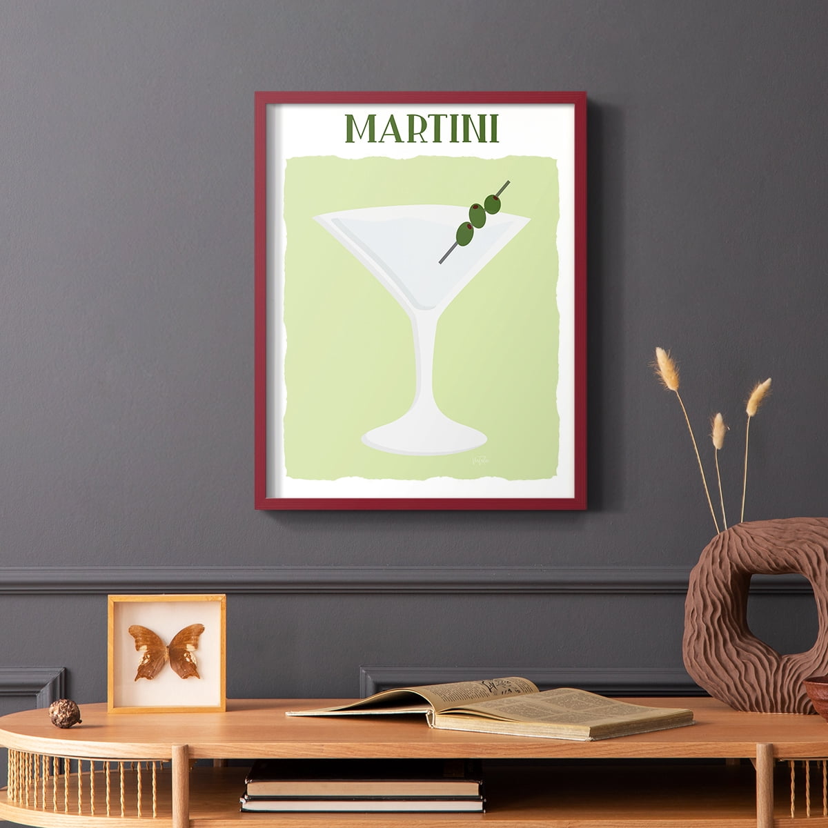 Martini in Red Solid Wood 11 x 14 Framed Print