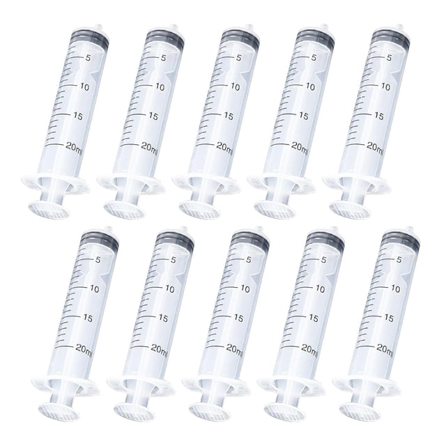 10 Pcs 20ml Syringe Plastic Syringe No Needle Liquid Measuring Syringe for Labs Animal Feeding Dispensing Plant Watering