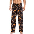 thumbnail image 4 of FASHOFT Mens Halloween Pajama Pants Soft Pumpkin Print Pj Bottoms with Pockets Drawstring Straight Leg Sleep Lounge Pant for Men Black L, 4 of 4