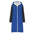thumbnail image 3 of Arnsht Long Zip Up Hoodie Women Casual Hooded Long Tunic Sweatshirts Y2k Comfort Hoodies Fall Jacket Coat with Pockets Blue L, 3 of 5