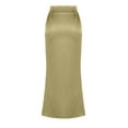 thumbnail image 4 of Women's Solid Satin High Waist Midi Long Fishtail Skirt Hidden Elastic Waistband Skirts, 4 of 6